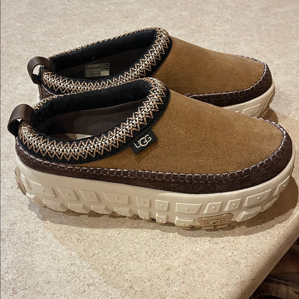 UGG Tan and Cream Slip-On Shoes